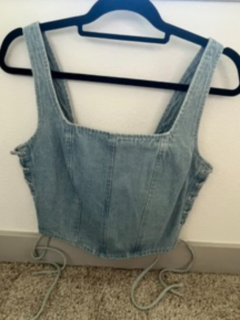 NWT Peppermayo Denim Corset Top Tie up Sides